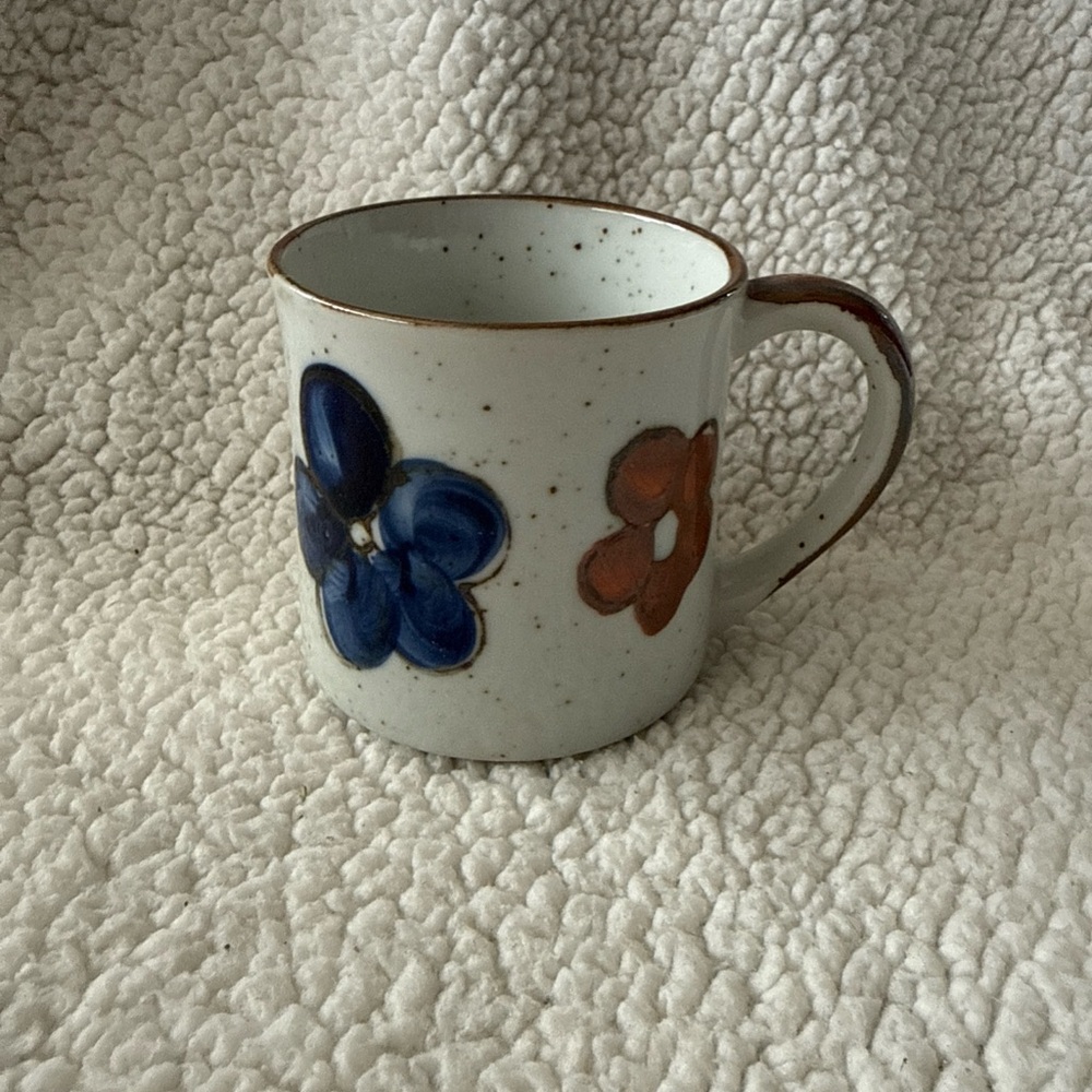 Vintage mcm Ceramic Floral Accent Pitcher in Blue and Brown